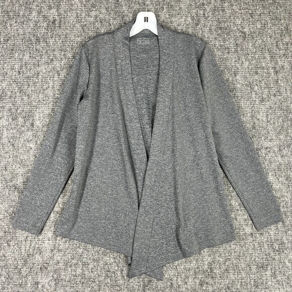 Eddie Bauer Cardigan Women M Gray Lightweight Sweater Open Front Business Casual - Picture 1 of 8